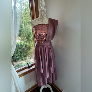 BRAND NEW One Shoulder Mauve Evening Gown XXL 2XL
